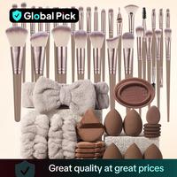 Makeup Brushes Kits, Blurring Brush Set& Makeup Sponges, 54pcs Brush & Sponge & Puff & Headband & Brush Cleaning Bowl, Makeup...