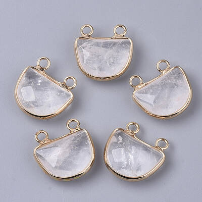 Natural Quartz Crystal Semi Circle Pendants