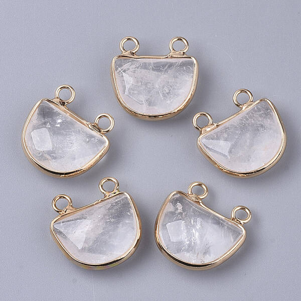 Natural Quartz Crystal Semi Circle Pendants