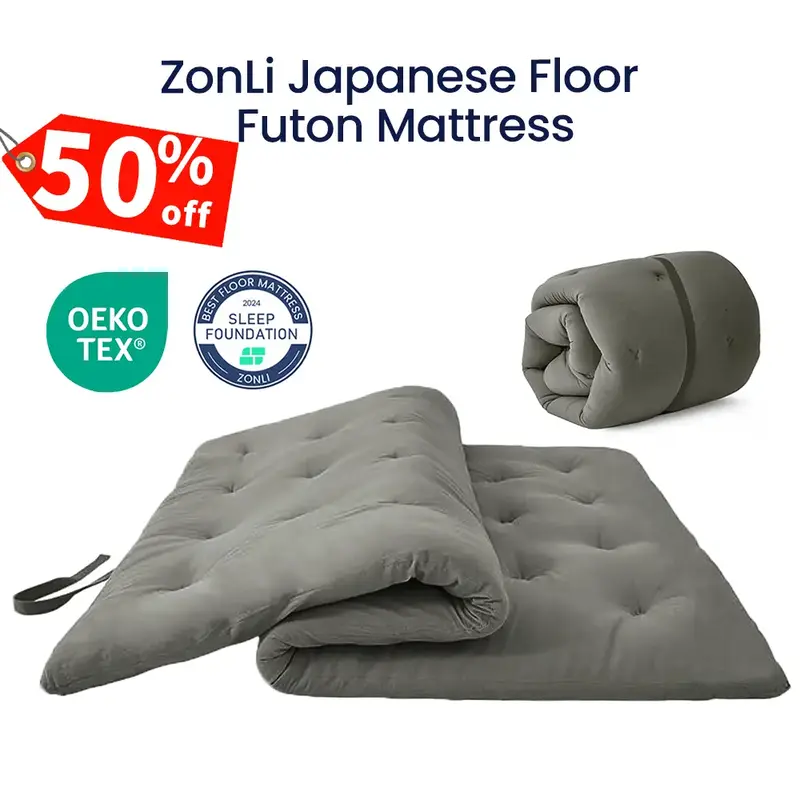 ZonLi Japanese Floor Futon Mattress for sleeping, 100% Cotton 2.5 Thicken Tatami Mattress,Backpain, Backease floor mattress, ...