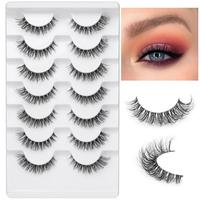 Fluffy Curling False Eyelashes, 7 Pairs Natural Wispy Cat Eye Faux Cluster Lashes, Volumized False Eyelashes for Eye Makeup E...