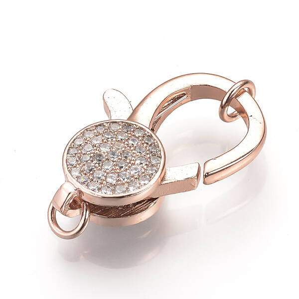 Brass Micro Pave Cubic Zirconia Lobster Claw Clasps