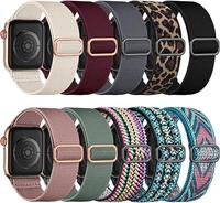Stretchy Nylon Solo Loop 10-Pack Compatible with Apple Watch Bands 38mm 40mm 41mm 42mm 44mm 45mm 46mm 49mm, Nylon Sport Elast...