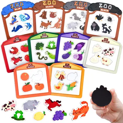 JoyCat Wooden Fridge Magnets, Large Size Farm & Zoo Fridge Magnets, 50Pcs Magnetic Color Sorting Refrigerator Toys, Education...