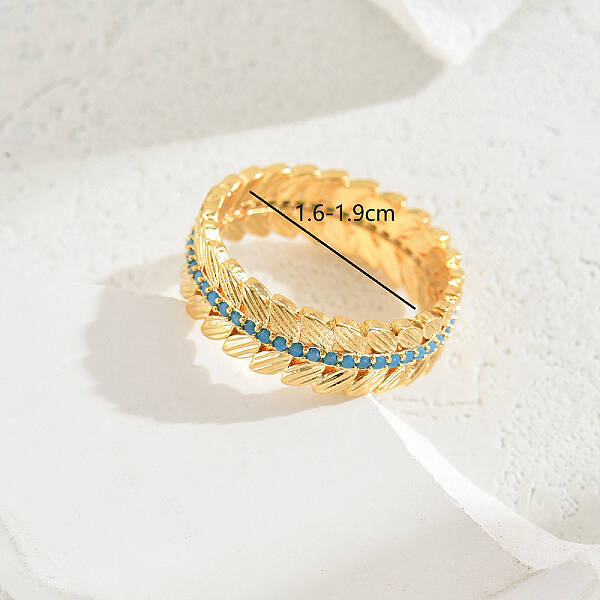 Exquisite Fashion Ears of Wheat Brass Micro Pave Cubic Zirconia Ring for Women Party Gift