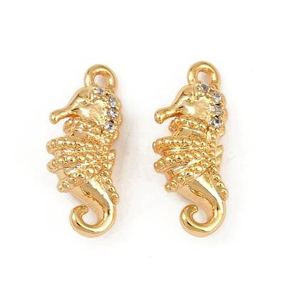 Ocean Theme Brass Micro Pave Cubic Zirconia Charms