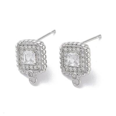 Brass Micro Pave Cubic Zirconia Stud Earring Findings
