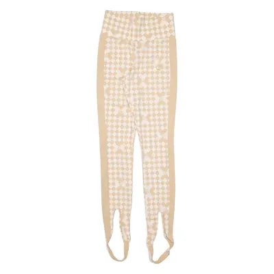 ADIDAS Checkerboard Stirrup Pants Womens Leggings Beige Skinny UK 6 W23 L27