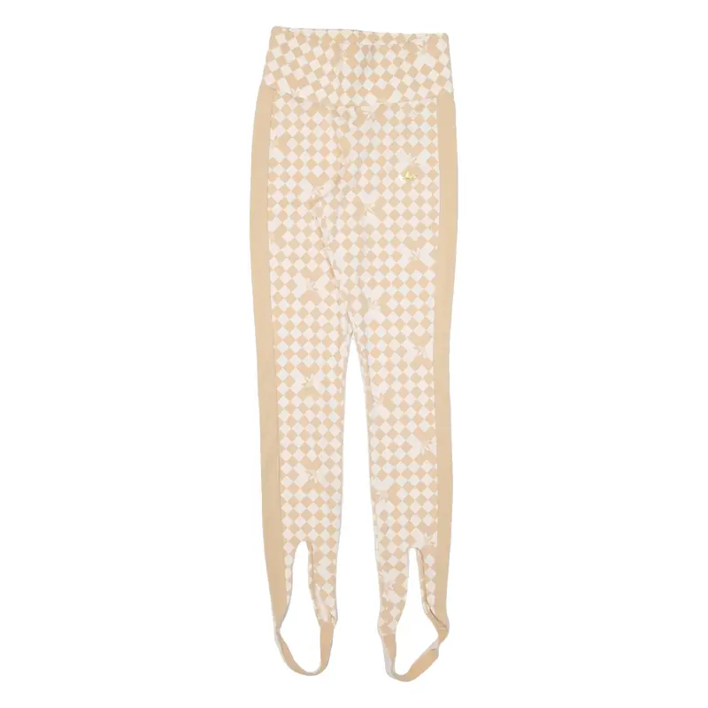 ADIDAS Checkerboard Stirrup Pants Womens Leggings Beige Skinny UK 6 W23 L27