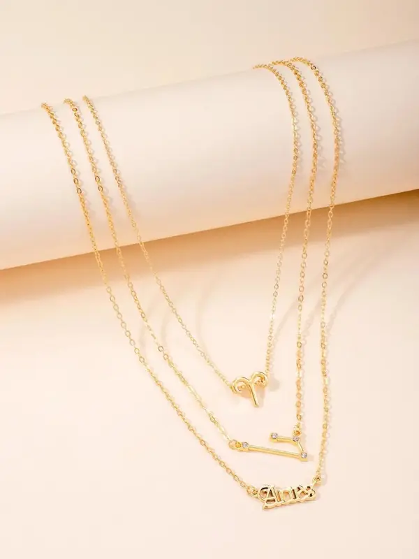 3pcs Women's Elegant Fashion Simple 12 Constellation Pendant Necklace, Suitable For Women's Daily Wear, Trendy Accessory Set ...