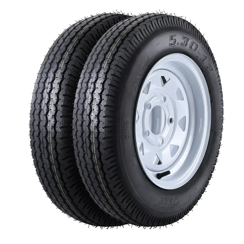 Garvee 2 Trailer Tires 5.30-12 with 12 Rims, 6PR, 5 Lug 4.5, Load Range C, Heavy Duty 6 Ply for Utility Cargo Boat Trailers...
