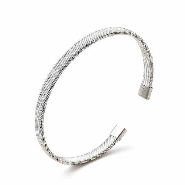 Non-Tarnish 304 Stainless Steel Flat Snake Chains Shape Open Cuff Bangle for Women