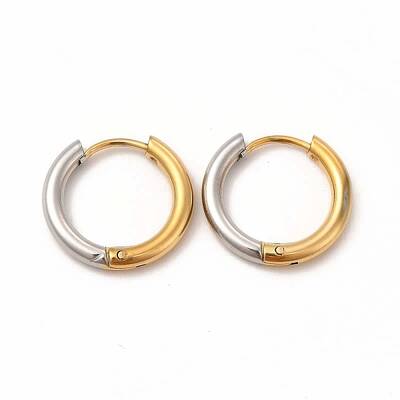 Two Tone 304 Stainless Steel Huggie Hoop Earrings for Women