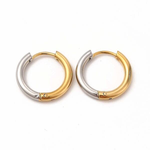 Two Tone 304 Stainless Steel Huggie Hoop Earrings for Women