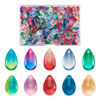 200Pcs 2 Style Transparent Glass Charms