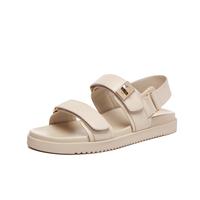 Women's Flat Sandals Comfort Adjustable Double Strap Slip on Leather Footbed Sandals Outdoorfun Footwear