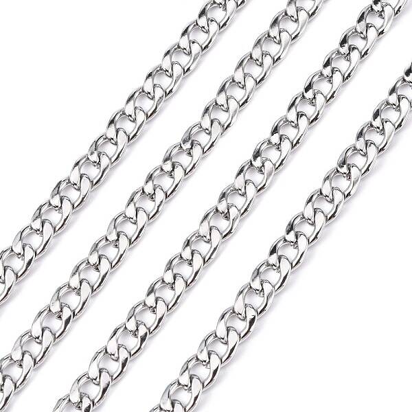 Non-Tarnish 3.28 Feet 304 Stainless Steel Cuban Link Chains