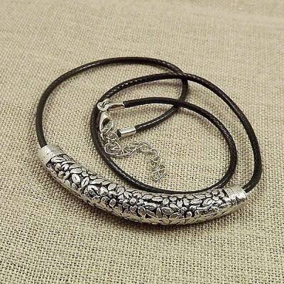 Jewelry Miao Yin Cang Yin Rose Hollow Bend Black Leather Rope Little Fish Lotus Female Short Necklace