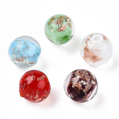 Luminous Handmade Gold Sand Lampwork Beads