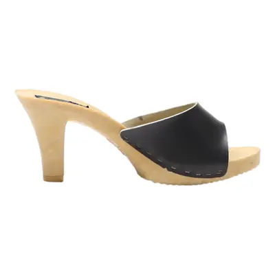 Peep Toe Heels Black Leather Womens UK 3