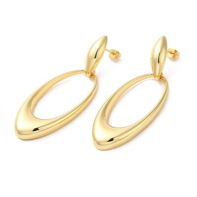 Real 18K Gold Plated Brass Dangle Stud Earrings