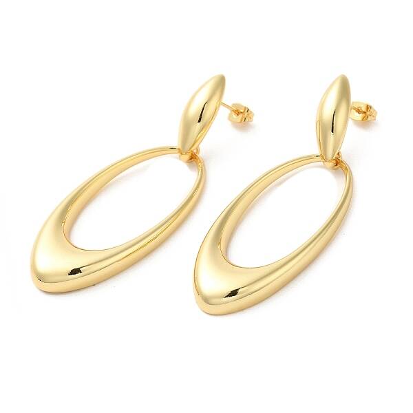 Real 18K Gold Plated Brass Dangle Stud Earrings