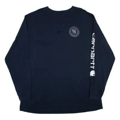 CARHARTT Loose Fit Mens T-Shirt Blue Long Sleeve 2XL