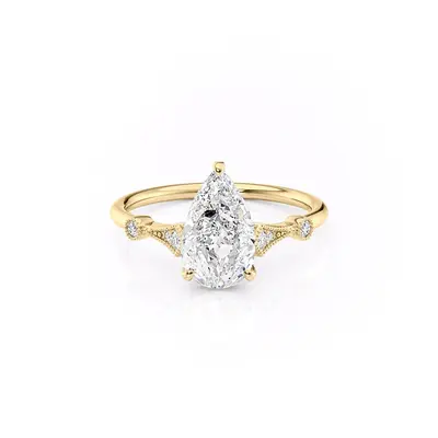 Sterling Silver with Yellow Gold Plated Moissanite Engagement Ring