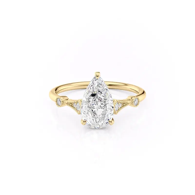 Sterling Silver with Yellow Gold Plated Moissanite Engagement Ring