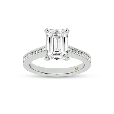 Paris Channel Set Emerald Cut Lab Diamond Engagement Ring | 14K White Gold 1 3/4 CT. TW.