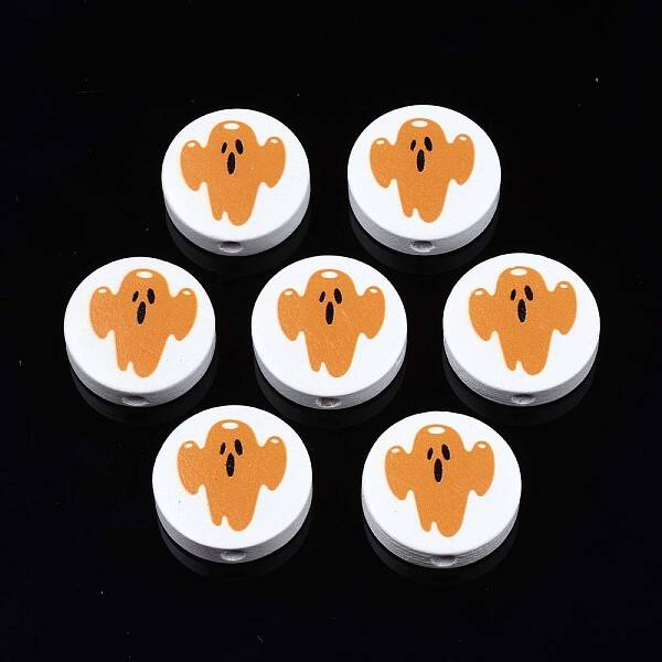 Halloween Printed Natural Wood Beads
