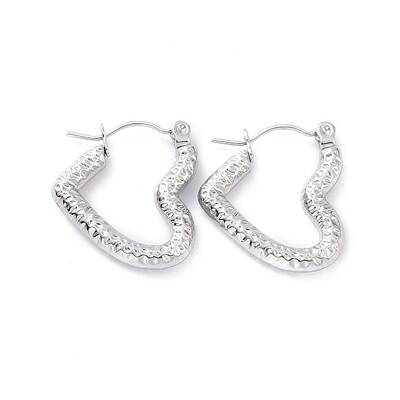 Non-Tarnish 304 Stainless Steel Heart Hoop Earrings for Women