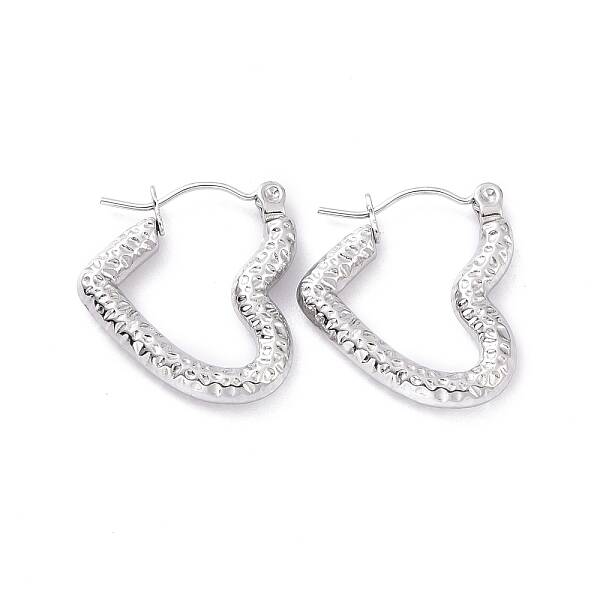 Non-Tarnish 304 Stainless Steel Heart Hoop Earrings for Women