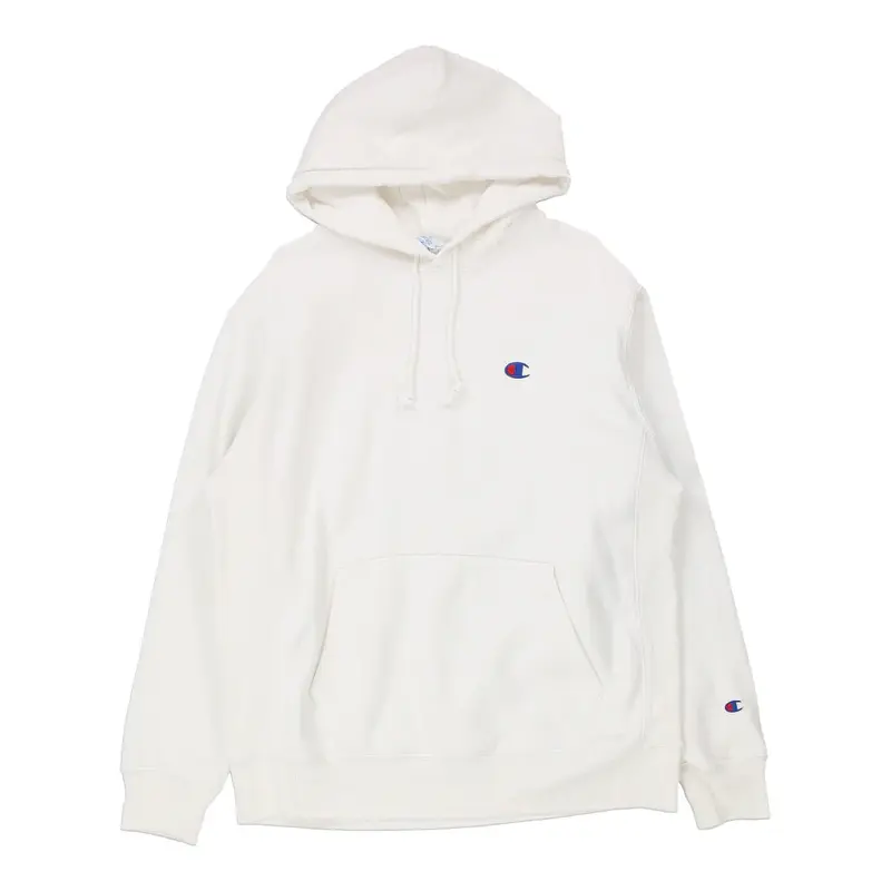 Reverse Weave  Champion Hoodie - Large White Cotton Blend