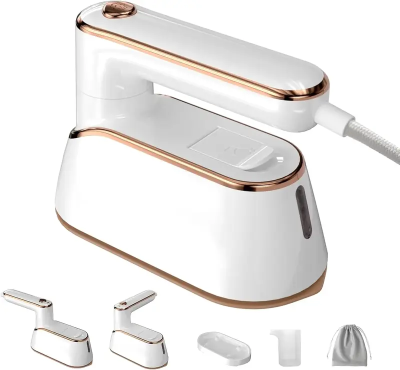 Travel Steamer 1300W Efficient Portable Mini Travel Iron for Clothes with Delicate Design, Ideal for Travel, White
