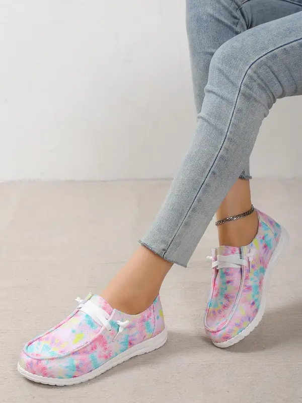 Plain Slip-on Shoes, Stylish Soft Comfortable Lightweight Lace-up Boat Shoes, Women's Summer Accessories 2024 Comfy Summer Va...