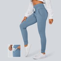 Softlyzero™ Plush High Waisted Drawstring Side Pocket Plain Full Length Joggers