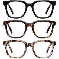 RESJOK 3 Pairs Reading Glasses for Women and Men - 2025 NEW Fashion Square Frame Reading Glasses ,Blue Light Blocking Magnify...