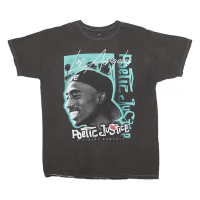 POETIC JUSTICE Tupac Mens Band T-Shirt Grey USA L