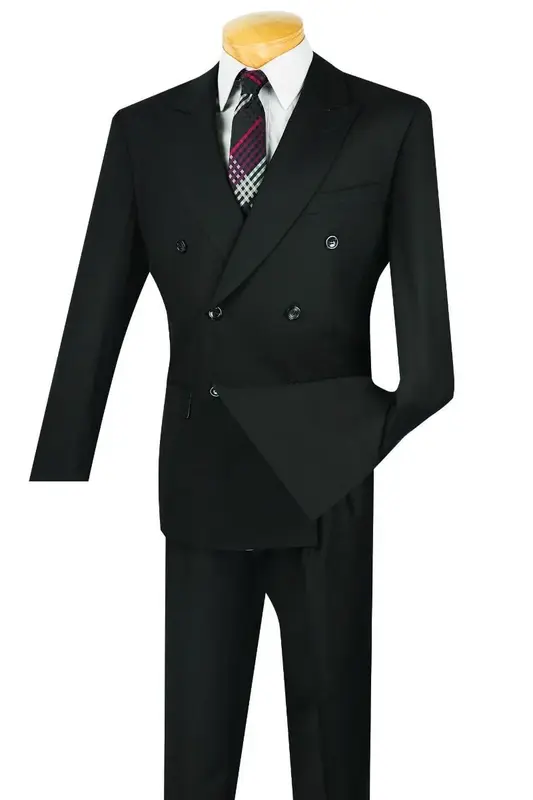 Jacket & Classic Trouser    Vinci Men's 2-Piece Executive Suit - Double Breasted Jacket & Classic Trouser