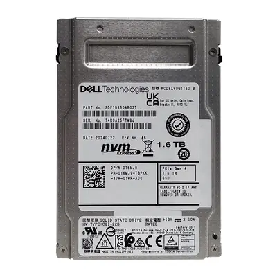 KCD8XVUG1T60 KIOXIA CD8P-V 1.6TB Triple-Level-Cell PCI Express 5.0 x4 NVMe 1.4 SIE 2.5-Inch Solid State Drive