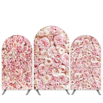 Aperturee Flowers Theme Pink Arch Backdrop Kit For Birthday | Diy Round Arch Backdrop | Custom Chiara Arched Covers | Diy Arc...