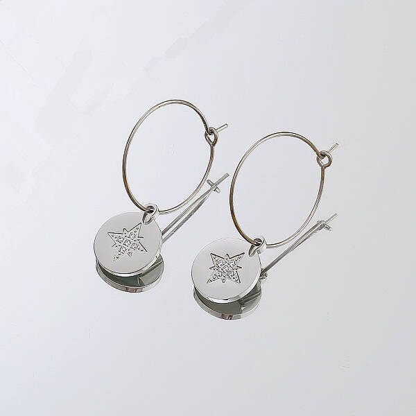 Non-Tarnish Stainless Steel Star Dangle Earrings for Women