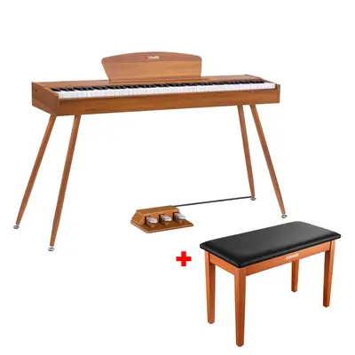 Donner DDP-80 Wooden Digital Piano - Natural / Piano+Wooden Two Seated Bench