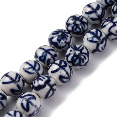 Handmade Blue and White Porcelain Beads Strands