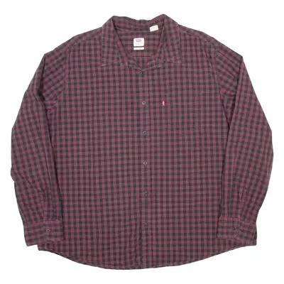 LEVI'S Mens Shirt Maroon Check Long Sleeve 2XL