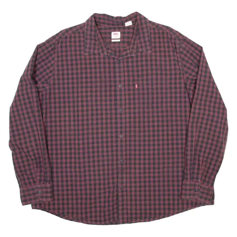 LEVI'S Mens Shirt Maroon Check Long Sleeve 2XL