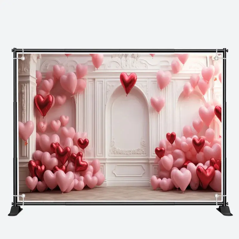 Red Pink Heart Balloon Elegant Relief Wall Backdrop - Aperturee