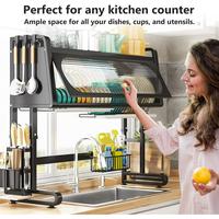 Multifunctional Kitchen Storage Rack 2-Tier Dish Drying Rack Multifunctional Metal Dish Rack Over the Sink Organizer Rectangl...