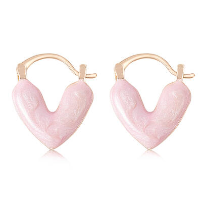 Enamel Heart Hoop Earrings